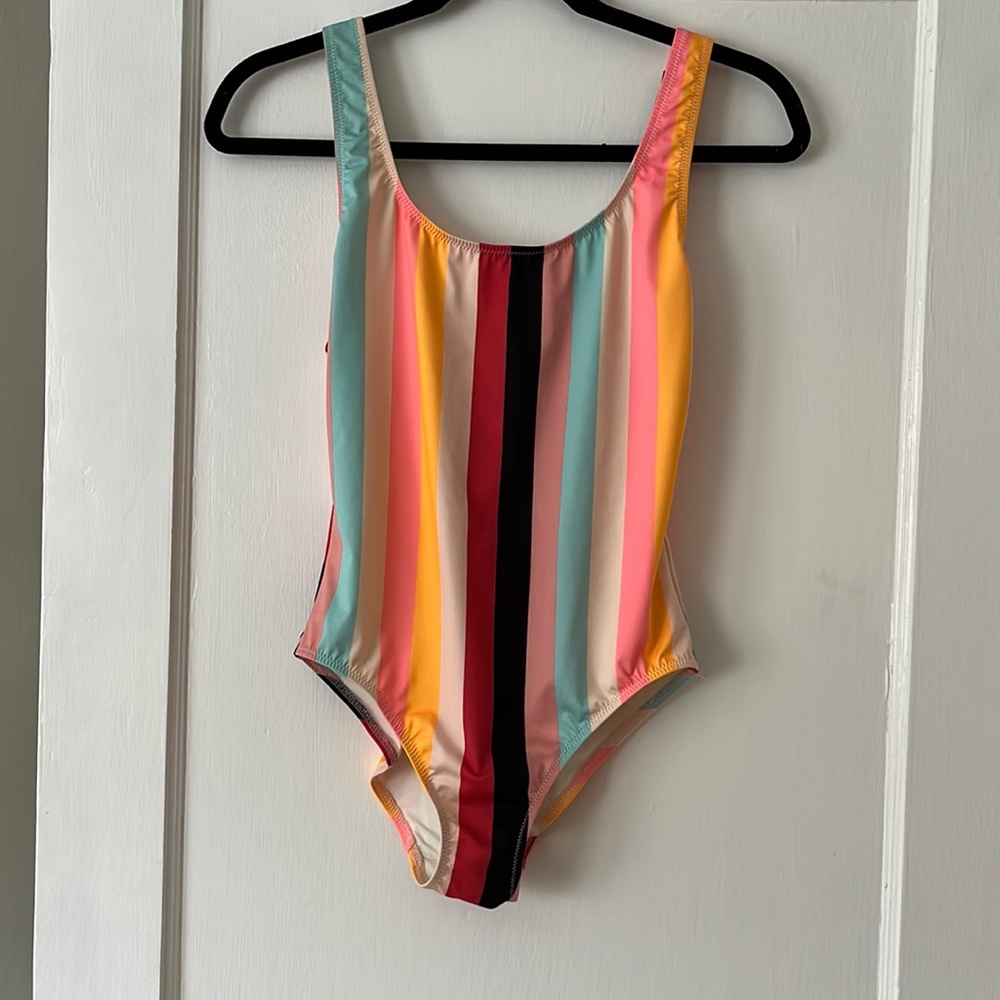 Striped one piece swimsuit